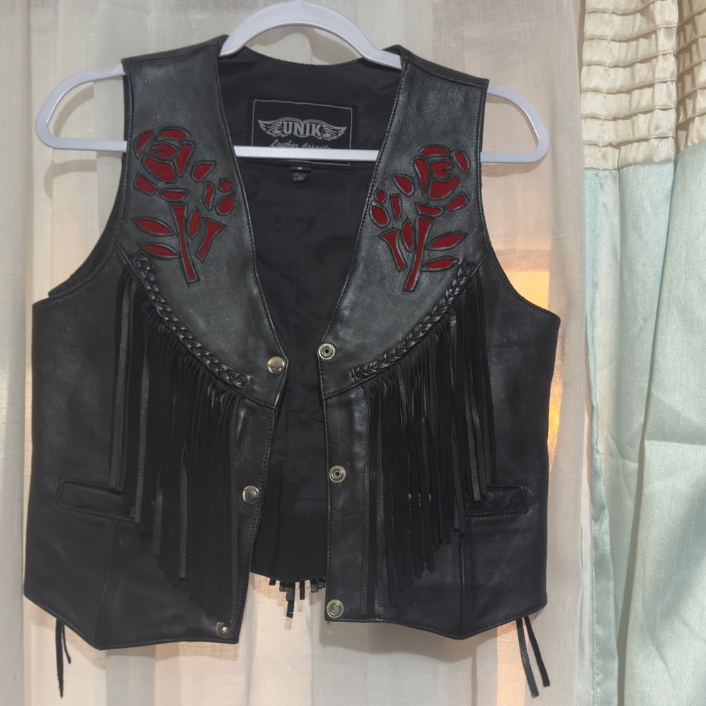 Unik Black Leather Motorcycle Vest